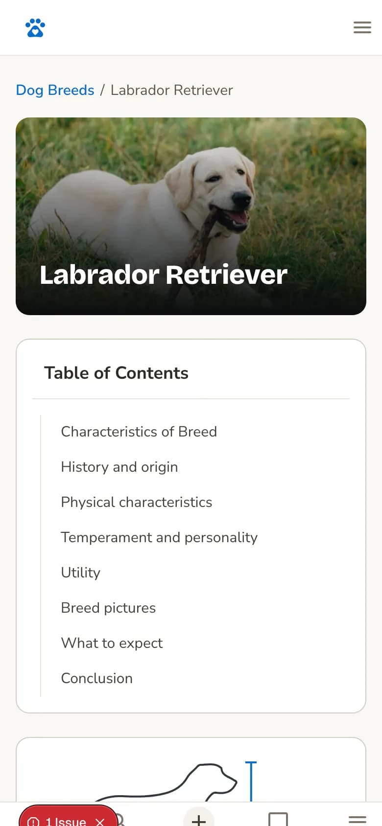 The Labrador Retriever breed page